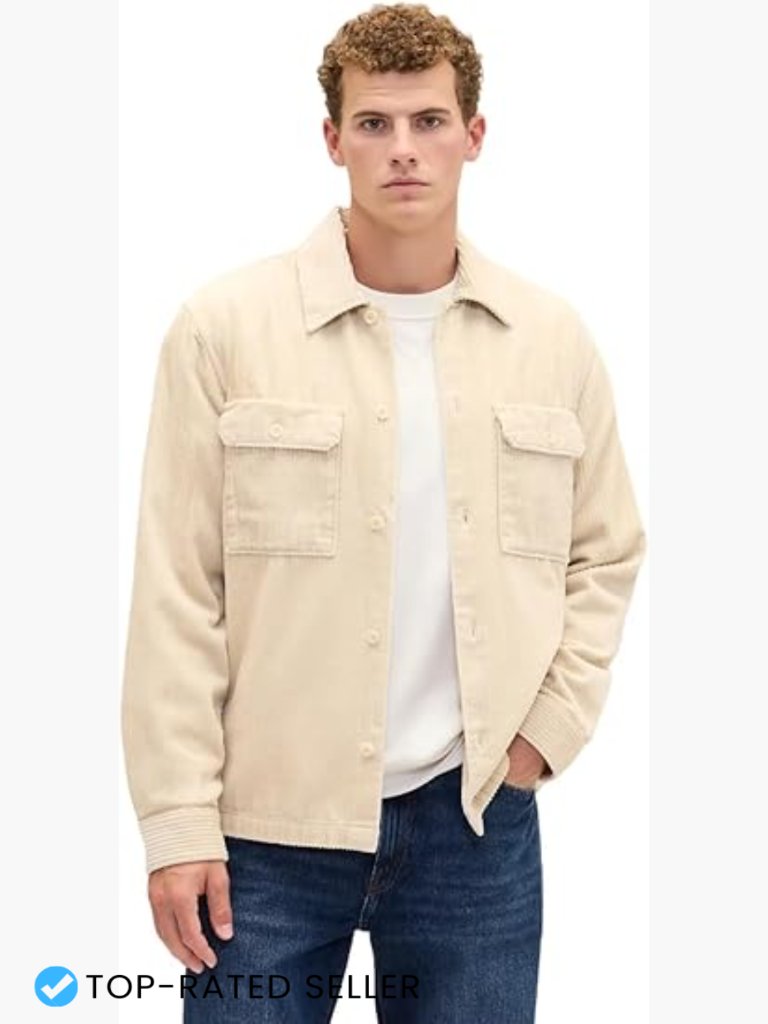 Men's Corduroy Overshirt Classic Button Down Long Sleeve Versatile Layering